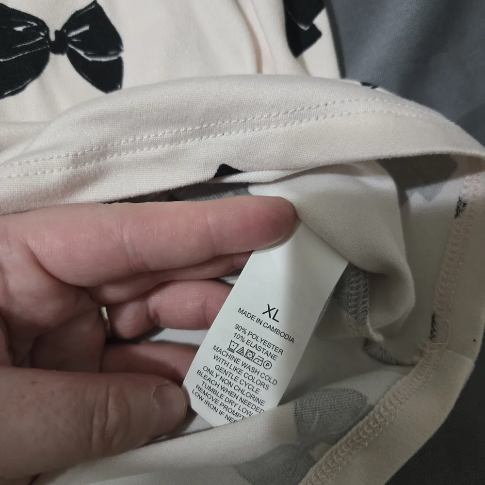 Kate Spade New York Womens Pajama Shirt Top XL Short Sleeve Bows cream Black
